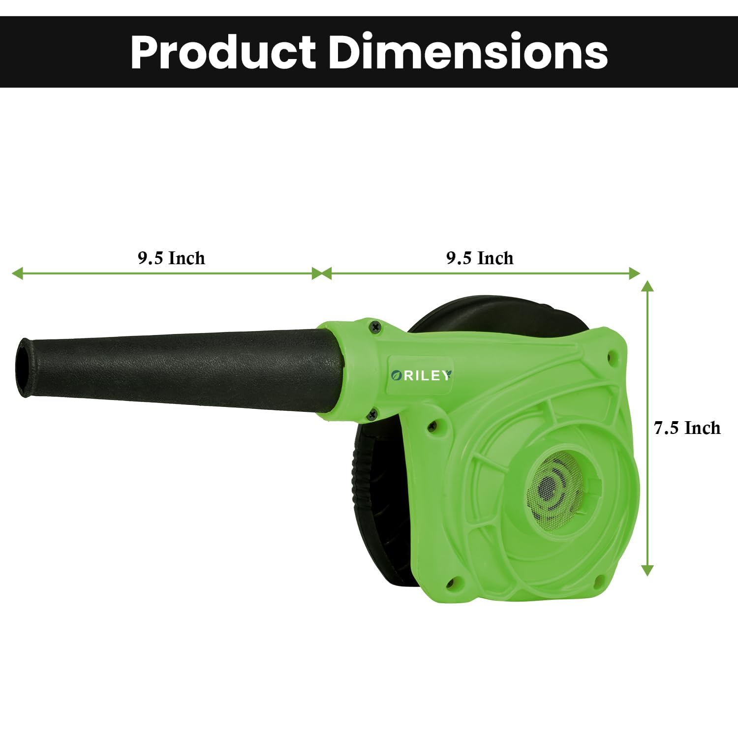 ORILEY 500W Electric Air Blower Garden Leaf Dust Cleaner 13000 RPM Suction 400GMS Airfoil Dirt Cleaning 170km/h Airflow with Unbreakable Body & Glossy Finish for Snow (Green)