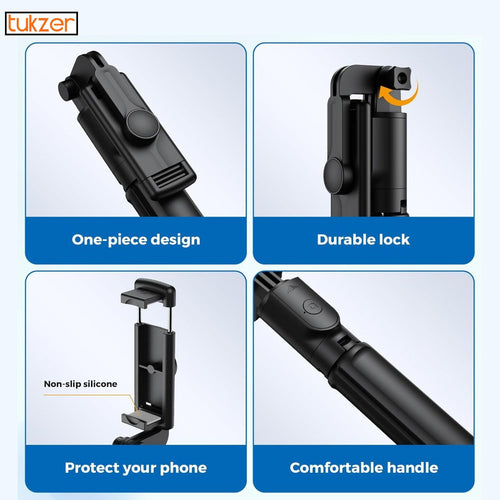 Tukzer 3-in-1 Multifunctional Bluetooth Selfie Sticks Extendable Tripod Stand with Removable Wireless Remote, Compatible with Samsung, iPhone, Vivo, Oppo, OnePlus & All Smartphones Devices (SS-01)