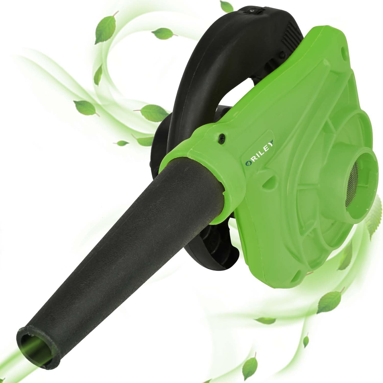 ORILEY 500W Electric Air Blower Garden Leaf Dust Cleaner 13000 RPM Suction 400GMS Airfoil Dirt Cleaning 170km/h Airflow with Unbreakable Body & Glossy Finish for Snow (Green)