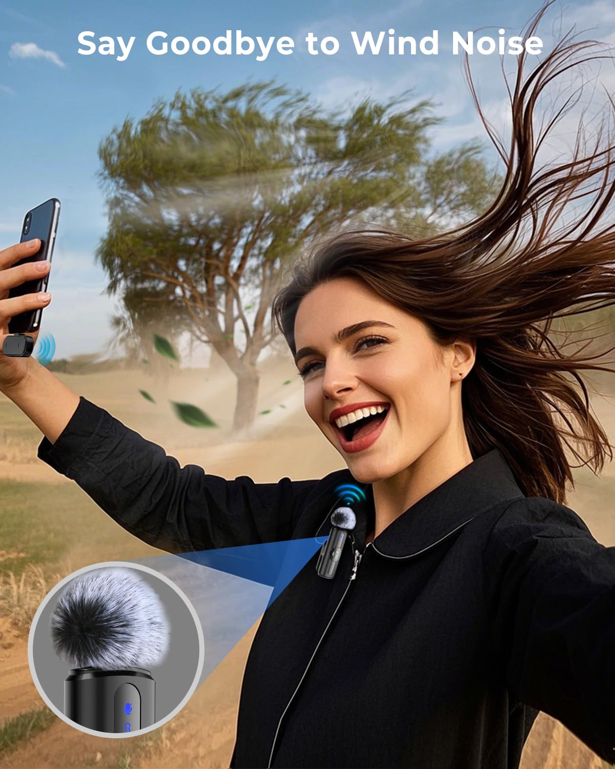 GRENARO Mic for YouTube Wireless, 3-Level Adjustable Noise Reduction Mic Wireless,S12 Wireless Microphone for Youtubers with LED Indicator Light (Single Channel Type-C Port Version)